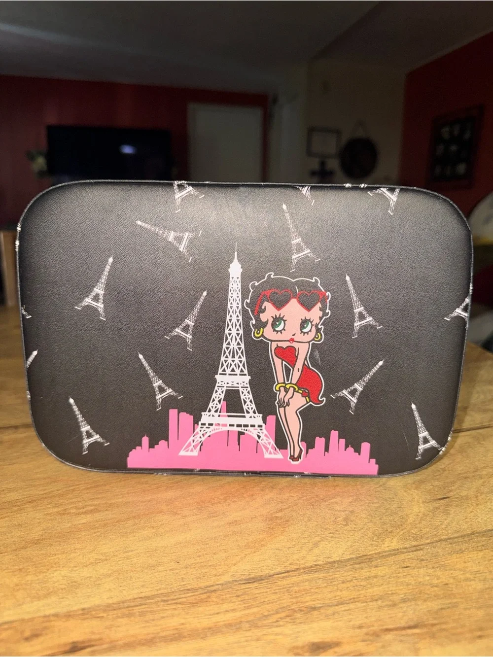 Betty Boop Black and Pink Eiffel Tower Cosmetic Case